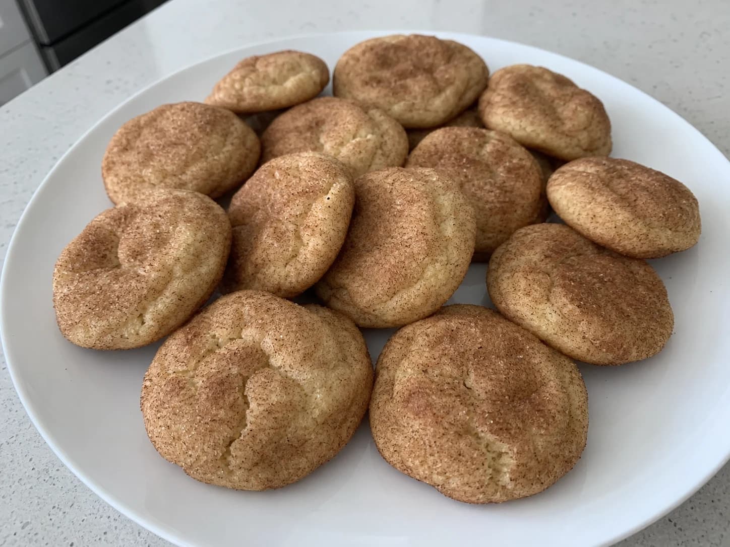 Genevieve’s snickerdoodle cookies covered in cinnamon sugar